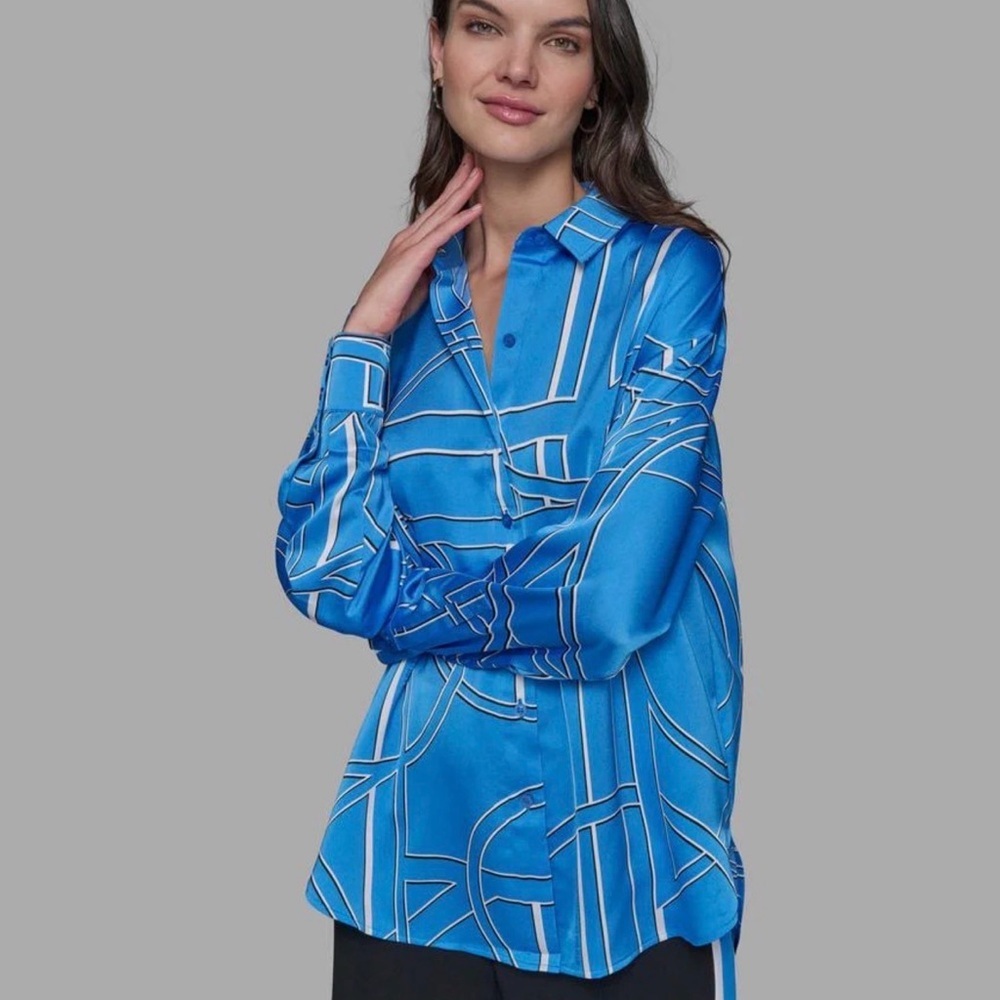 Karl Lagerfeld Blue Abstract Button Down Shirt